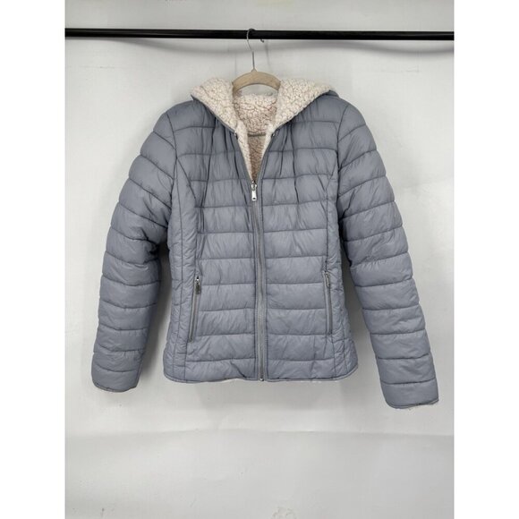 Love Tree Reversible Puffer Coat Women Small Grey Fleece Outdoor Preppy Gorpcore - Picture 1 of 7